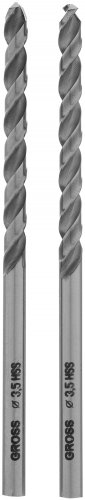 Сверло спиральное по металлу, 3.5 мм, HSS, 338 W, 2 шт Gross 71606