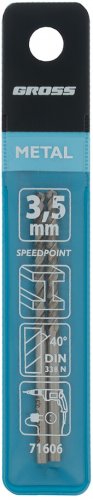 Сверло спиральное по металлу, 3.5 мм, HSS, 338 W, 2 шт Gross 71606