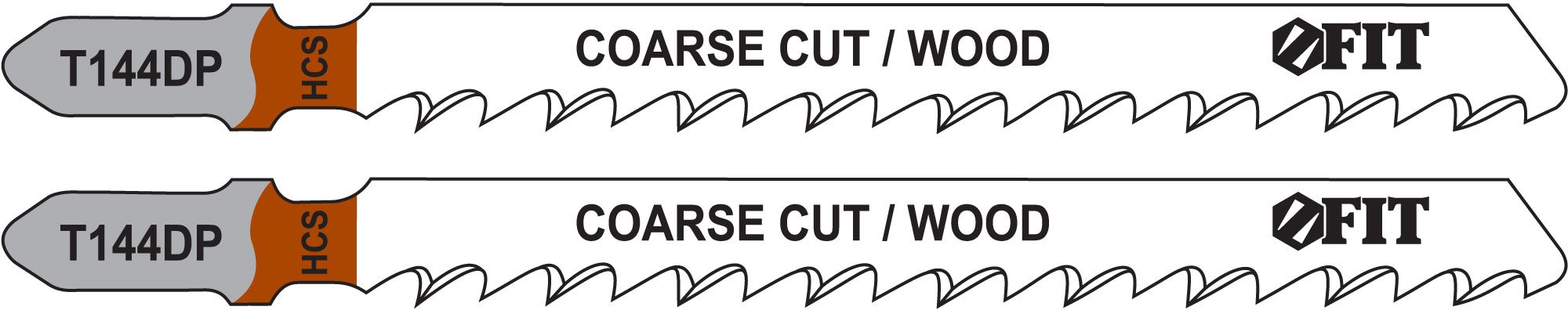 Полотна по дереву, HCS, разведенные, шлифованные зубья 100/74/4 мм (T144DP), 2 шт. FIT 40939