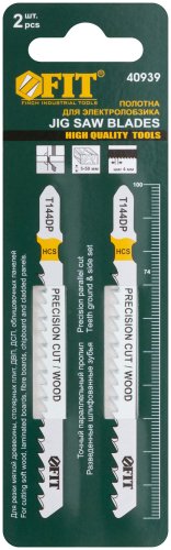 Полотна по дереву, HCS, разведенные, шлифованные зубья 100/74/4 мм (T144DP), 2 шт. FIT 40939