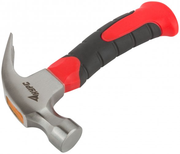 Молоток-гвоздодер укороченный, фиберглассовая обрезиненная ручка, 25 мм, 225 гр. КУРС 44765