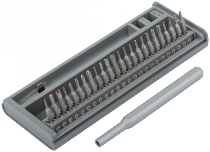 Отвертка с битами для точных работ, 24 CrV бит, пластиковый бокс FIT 56194