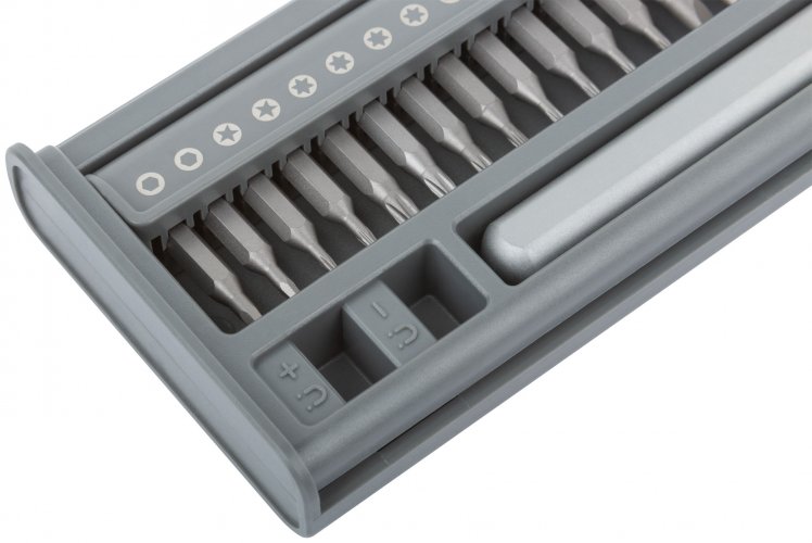 Отвертка с битами для точных работ, 24 CrV бит, пластиковый бокс FIT 56194