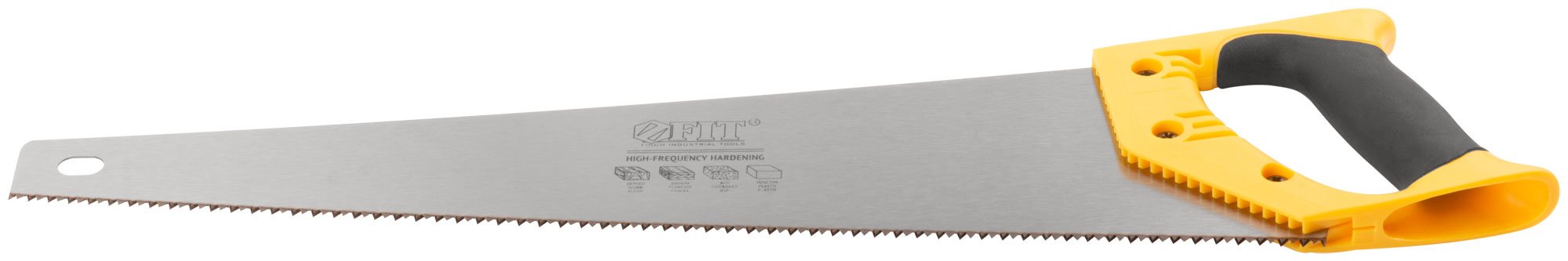 Ножовка по дереву, средний каленый зуб 7 ТPI, 2D заточка, пластиковая прорезиненная ручка 450 мм FIT 40432