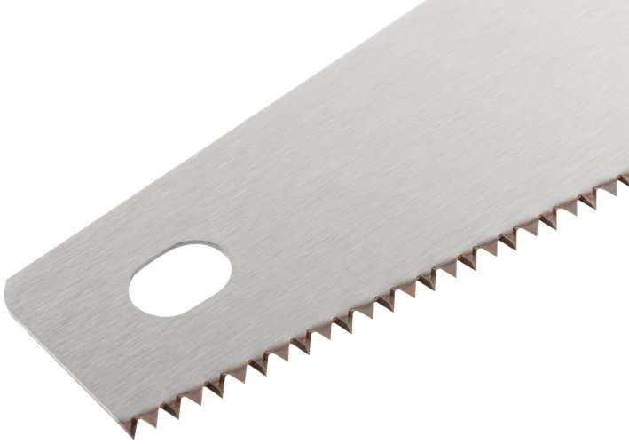 Ножовка по дереву, средний каленый зуб 7 ТPI, 2D заточка, пластиковая прорезиненная ручка 450 мм FIT 40432