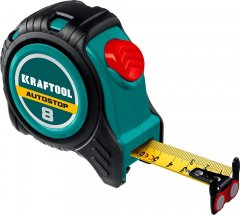 Профессиональная рулетка с автостопом, 8м / 25мм, KRAFTOOL AutoStop 3412-8-25