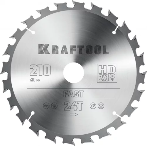 Диск пильный по дереву Fast 210x30 мм, 24Т KRAFTOOL 36950-210-30