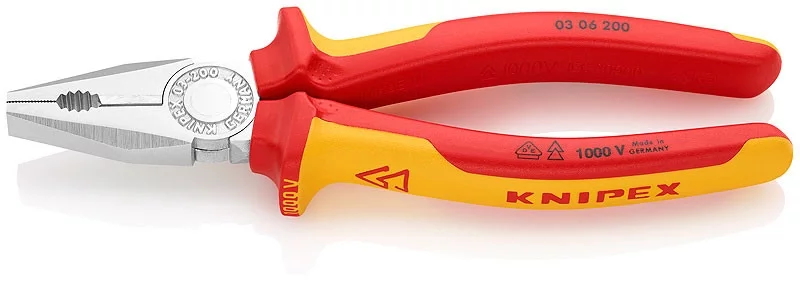 Плоскогубцы комбинированные хромированные 200 мм, KNIPEX, ( KN-0306200SB )
