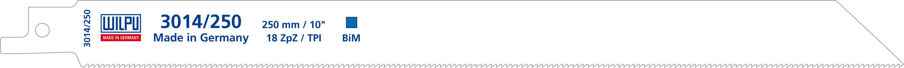 Полотно по металлу 3014/250 Bi-metal (5 шт; 250х19х0.9 мм; 230 мм; 18 TPI) WILPU 1442500005