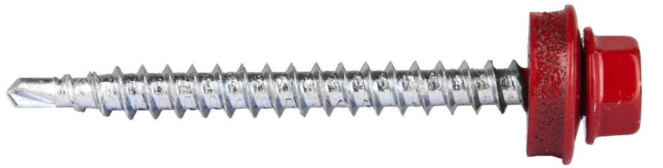 Саморезы ЗУБР для крепления кровельн. матер. к дерев. обреш. цвет RAL 3003 рубиново-красный оцинк. 4,8x50мм, 250шт. 4-300315-48-050-3003