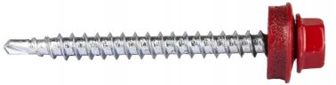 Саморезы ЗУБР для крепления кровельн. матер. к дерев. обреш. цвет RAL 3003 рубиново-красный оцинк. 4,8x50мм, 250шт. 4-300315-48-050-3003