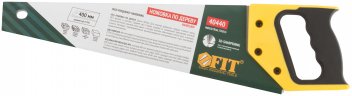 Ножовка по дереву, средний каленый зуб 7 ТPI, 3D заточка, пласт.прорезиненная ручка, 400 мм FIT 40440