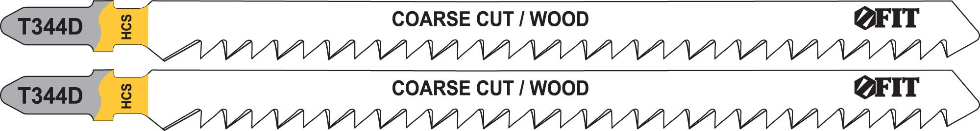 Полотна по дереву, HCS, разведенные, шлифованные зубья 151/126/4 мм (T344D), 2 шт. FIT 40942