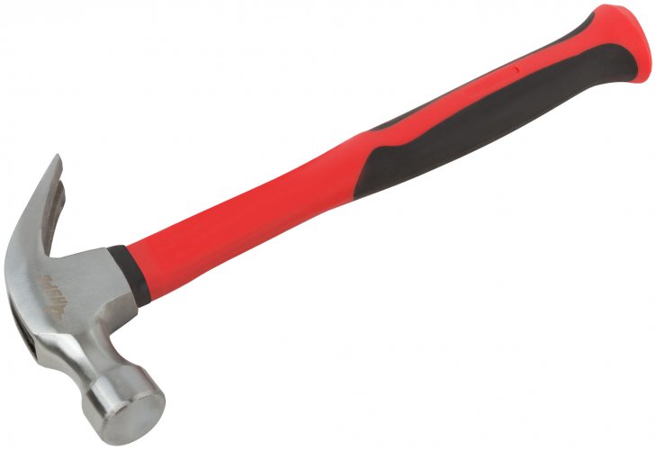 Молоток-гвоздодер, фиберглассовая усиленная ручка 27 мм, 450 гр. КУРС 44771
