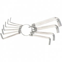 Набор ключей имбусовых HEX, 1.5-10 мм, CrV, 10 шт, никелированный, на кольце Sparta 112685