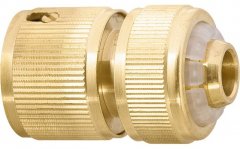 Соединитель латунный, быстросъемный для шланга 1/2, аквастоп Palisad 66240