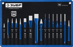 Набор зубил и кернеров ЗУБР Профессионал в чехле, 16 предметов 21070-H16