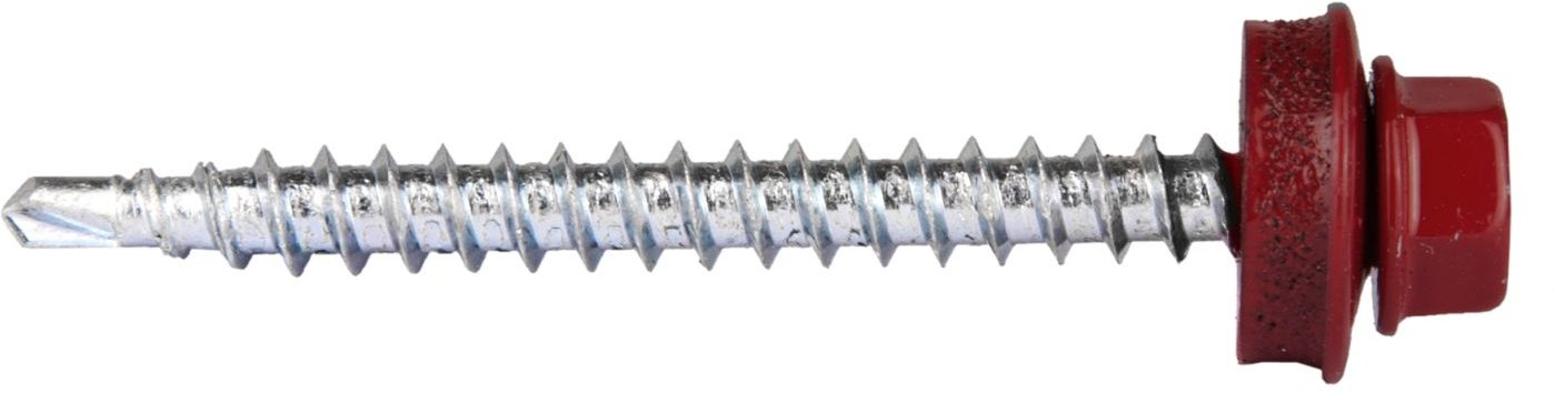 Саморезы ЗУБР для крепления кровельных материалов к деревянной обрешетке, цвет RAL 3005 темно-красный, оцинкованный, 4,8x50мм, 250шт 4-300315-48-050-3005