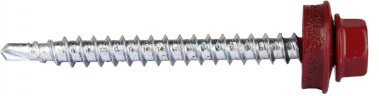 Саморезы ЗУБР для крепления кровельных материалов к деревянной обрешетке, цвет RAL 3005 темно-красный, оцинкованный, 4,8x50мм, 250шт 4-300315-48-050-3005