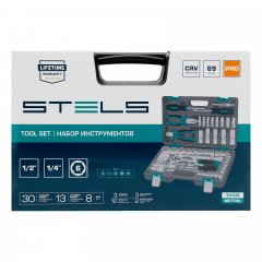 Набор инструментов, 1/2, 1/4, CrV, пластиковый кейс, 69 предметов Stels 14108
