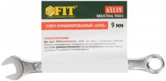 Ключ комбинированный "Хард", хромированное покрытие  9 мм FIT 63139