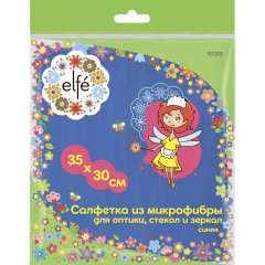 Салфетка из микрофибры для оптики, стекол и зеркал синяя 350 х 300 мм Elfe 92312