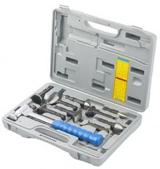 Набор рихтовочный, молоток цельнометаллический, обрезин. ручка, сменные бойки, 9 шт, в боксе Matrix 10850