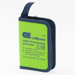 Набор пробойников для кожи 2 3 4 5 6 8 9 10 13 мм, 9 шт, чехол Сибртех 18309
