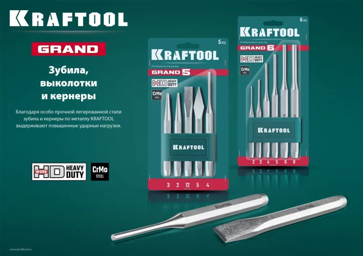 Набор зубил и кернеров KRAFTOOL Grand-15 15 предметов 21075-H15