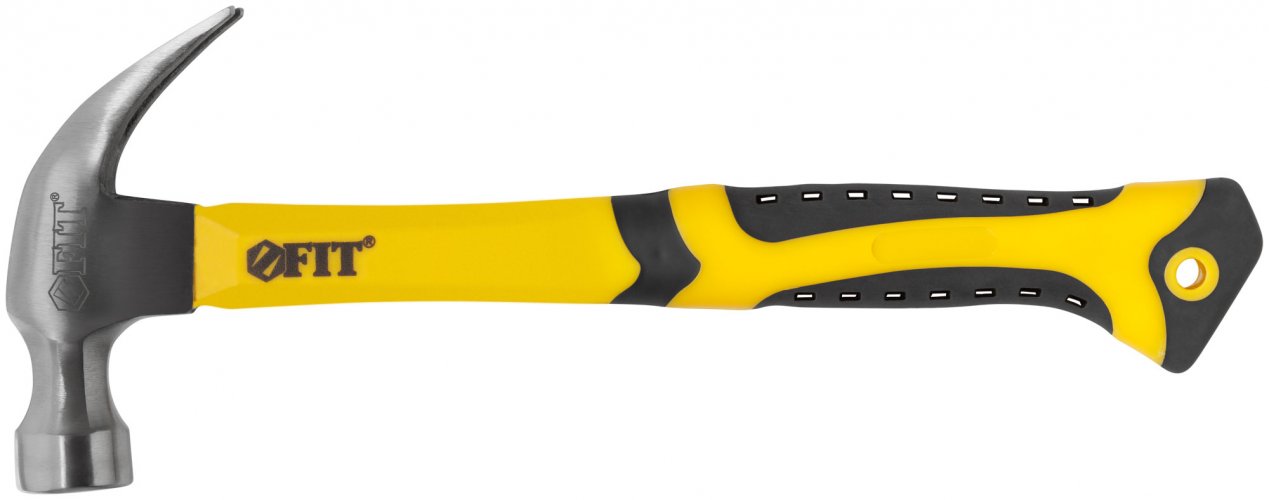 Молоток-гвоздодер, фиберглассовая усиленная ручка, антивибрационные накладки, 30 мм, 450 гр. FIT 44777