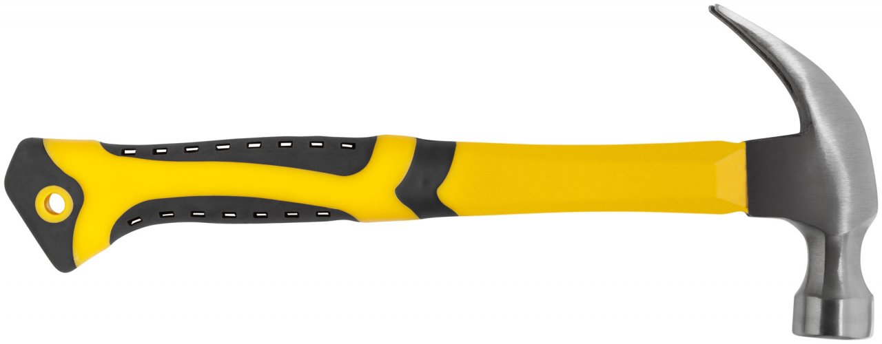 Молоток-гвоздодер, фиберглассовая усиленная ручка, антивибрационные накладки, 30 мм, 450 гр. FIT 44777