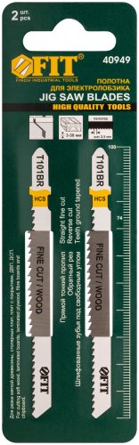 Полотна по дереву, HCS, шлифованные под свободным углом, реверсивные зубья, 100/74/2,5 мм (T101BR), 2 шт. FIT 40949