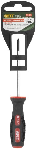 Отвертка "Универсал", CrV сталь, прорезиненная ручка 3х75 мм РН0 FIT 55102