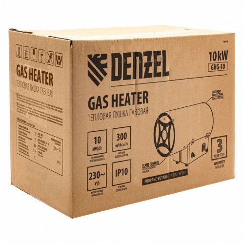Газовая тепловая пушка GHG-10, 10 кВт, 300 м3/ч, пропан-бутан Denzel 96476