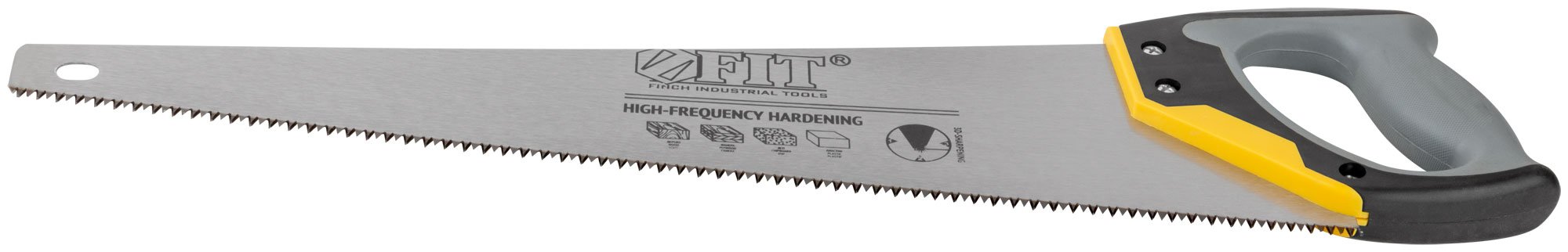 Ножовка по дереву, средний каленый зуб 7 ТPI, 3D заточка, 3К пласт.прорезиненная ручка, 500 мм FIT 40453