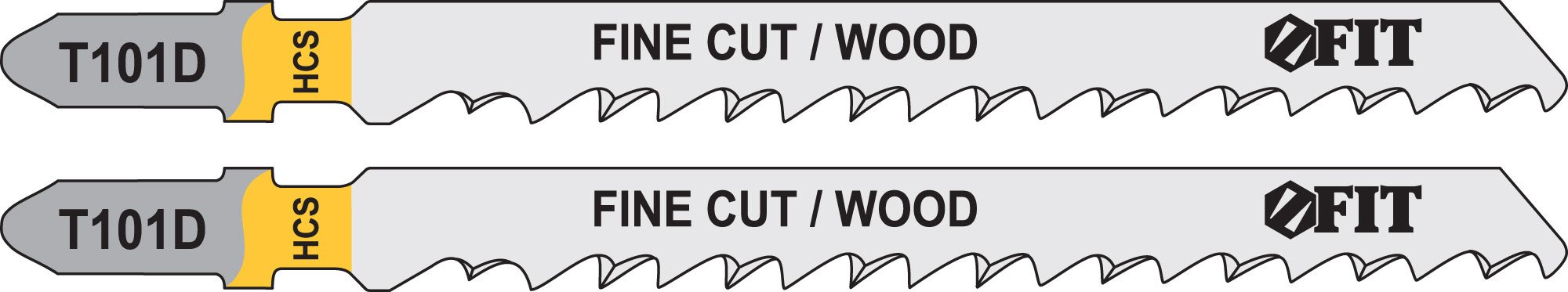 Полотна по дереву, HCS, шлифованные под свободным углом зубья, 100/74/4 мм (T101D), 2 шт. FIT 40950