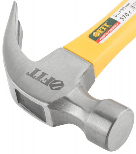 Молоток-гвоздодер, фиберглассовая усиленная ручка, 30 мм, 570 гр. FIT 44780