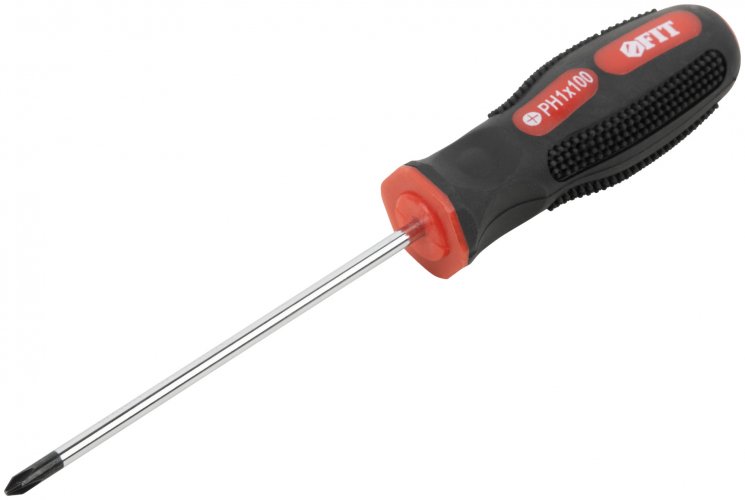 Отвертка "Универсал", CrV сталь, прорезиненная ручка 4х100 мм РН1 FIT 55104