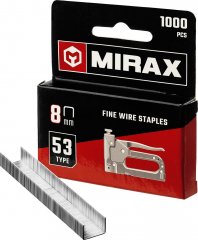 Скобы для степлера MIRAX тонкие 8 мм тип 53 (A /10 /JT21), закаленные, 1000 шт, 3153-08