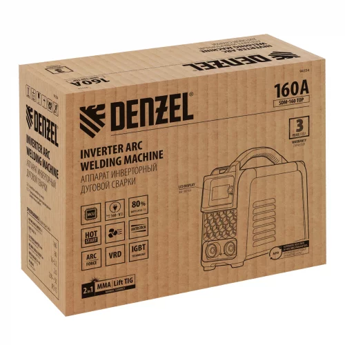 Аппарат инвертор. дуговой сварки SDM-160 Top, 160 А, ПВ 80% Denzel 94354