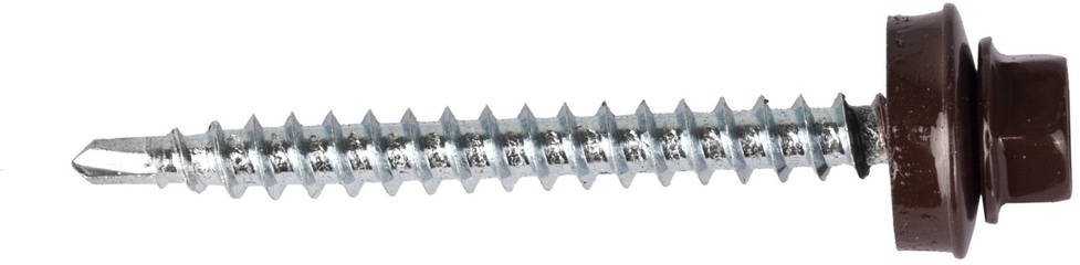 Саморезы для крепления кровельных материалов к деревянной обрешетке ЗУБР цвет RAL 8017 шоколадно-коричневый, оцинкованные, 4,8x50мм, 250шт 4-300315-48-050-8017