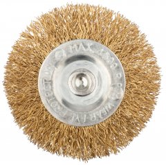 Корщетка дисковая прямая, со шпилькой, стальная латунированная волнистая проволока  63 мм КУРС 38463