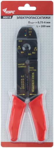 Электропассатижи, диаметр проводов 0,75-6 мм, 200 мм КУРС 60018