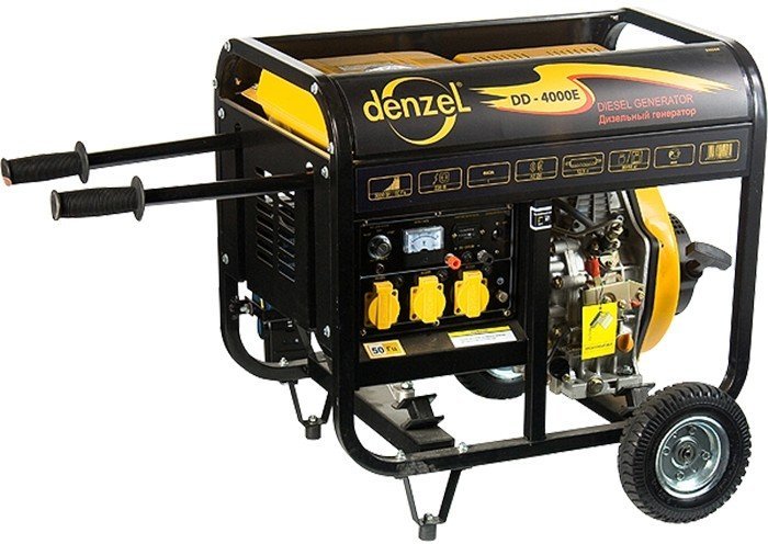 Генератор дизельный DD4000Е, 3 кВт, 220 В/50Гц, 12.5 л, электростартер Denzel ( 94668 )