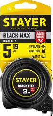 Рулетка STAYER BlackMax 5м / 19мм в ударостойком полностью обрезиненном корпусе и двумя фиксаторами 3410-05_z02