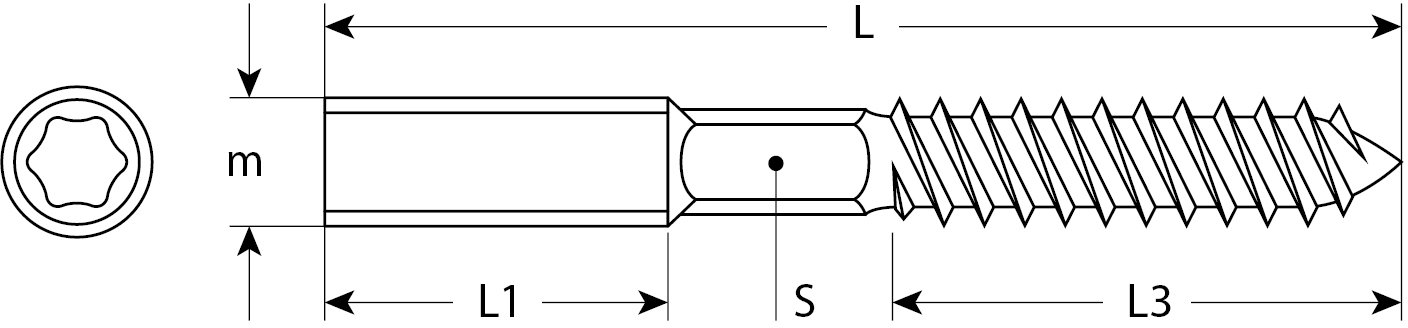 Шпилька сантехническая, шестигранник, Torx 25, М10x140мм, 400шт, оцинкованная, ЗУБР 37870-10-140-400