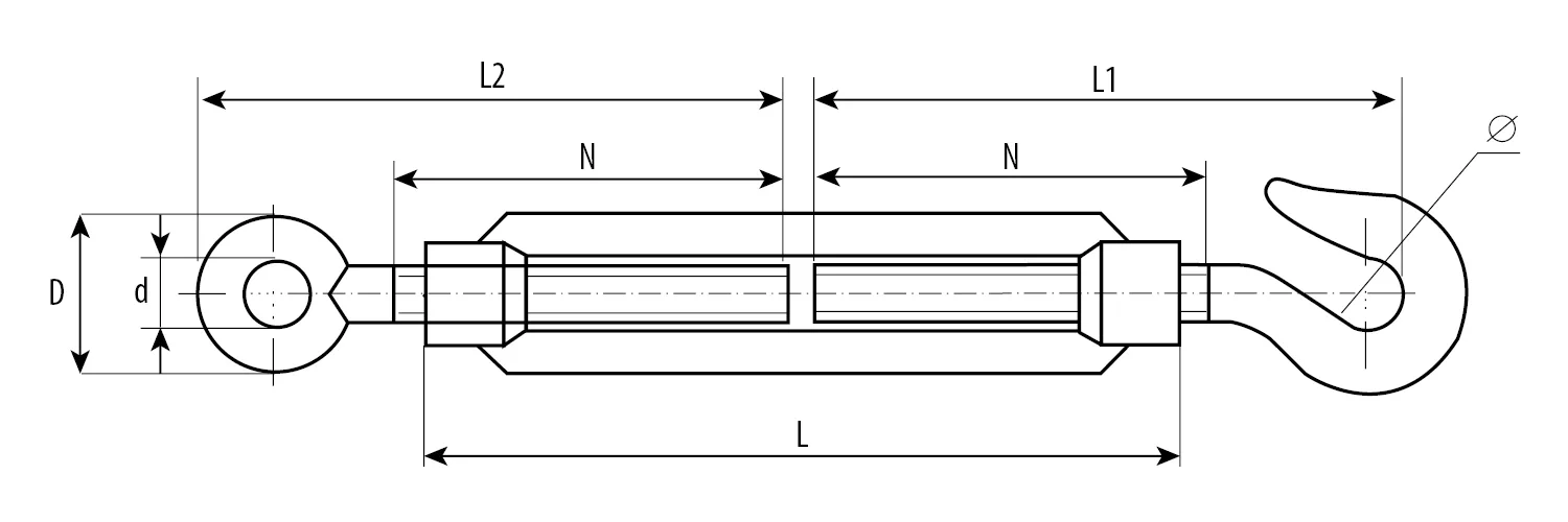 Талреп крюк-кольцо DIN 1480 6 шт. (М10; ТФ5) ЗУБР 4-304355-10