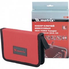 Набор ключей имбусовых HEX-Torx , 18 шт: HEX 1.5-10 мм, T10-T50, CrV, коротких, с сатиновым покрытием Matrix 12314