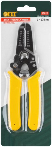 Клещи для снятия изоляции, диаметр проводов 0,6-2,6 мм, пластиковая ручка 170 мм FIT 60020