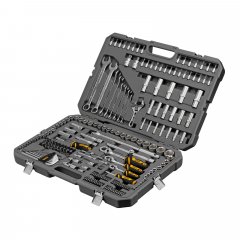 Набор инструментов, 1/2", 1/4", 3/8", CrV, S2, пластиковый кейс, 216 предметов Denzel